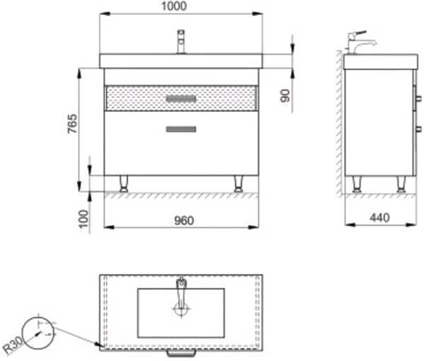 Тумба с умывальником Sanwerk Sierra 100 (MV0000452) белая 138024 фото