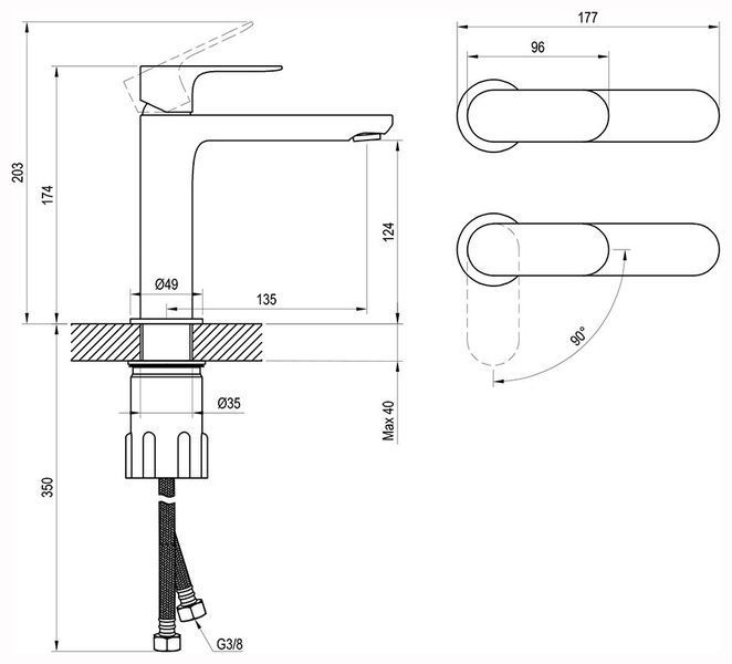 Змішувач для умивальника Ravak Eleganta BeCool EL 012.01CR 170мм (X070409) хром 710875 фото