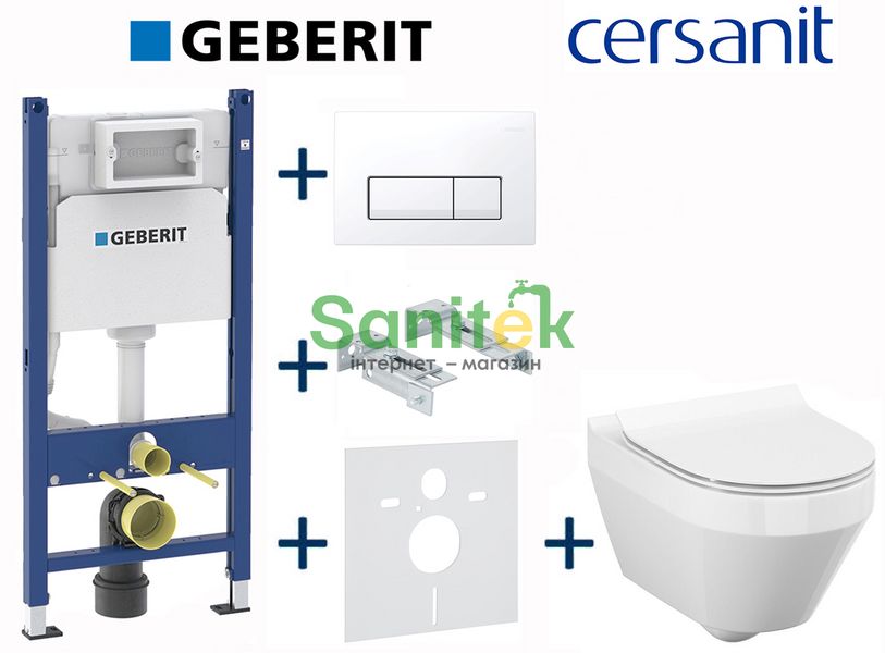 Комплект інсталяції Geberit Duofix 458.126.00.1+115.119.11.1 з унітазом Cersanit Crea Clean On з сидінням Soft Closing 696928 фото