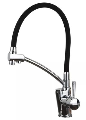 Змішувач для кухні Gappo G4398-11 з душем та підключенням питної води (хром/чорний) 927244 фото