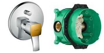 Змішувач для ванни и душа Hansgrohe Metropol Classic 31345090+01800180 скрытого монтажа (хром/золото) 825424 фото