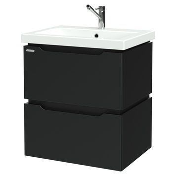 Тумба с умывальником Nautilus Double 60 с умывальником Cersanit Como 60 (черный полуматовый) 870888 фото