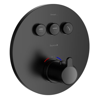 Змішувач для ванни та душу Imprese Smart Click ZMK101901234 прихованого монтажу з термостатом 3-х ходовий (чорний) 682792 фото