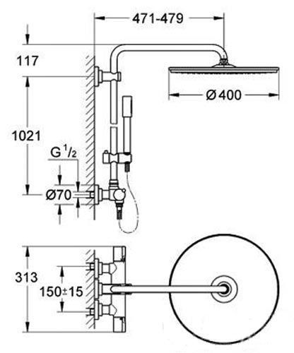 Душова система Grohe Rainshower System 400 27174001 з термостатом (хром) 91452 фото