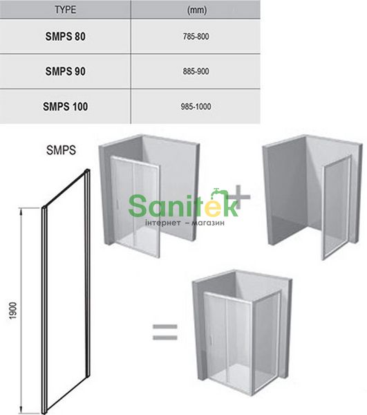 Бічна стінка Ravak SmartLine SMPS-80 L (9SL40A00Z1) хромований профіль/скло Transparent (ліва) 152111 фото