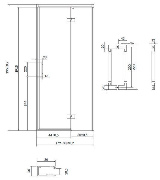 Душевая кабина Cersanit Larga 80x80 (S932-123+S932-133) профиль черный/стекло прозрачное (правая) 957535 фото