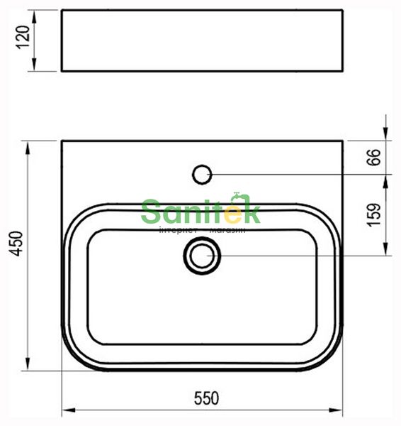 Умывальник Ravak Ceramic Slim Wall R 550x450 мм (XJX01155006) 685626 фото