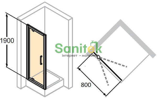 Душові двері Huppe X1 80 (140701.069.321) матовий профіль/скло прозоре 118244 фото