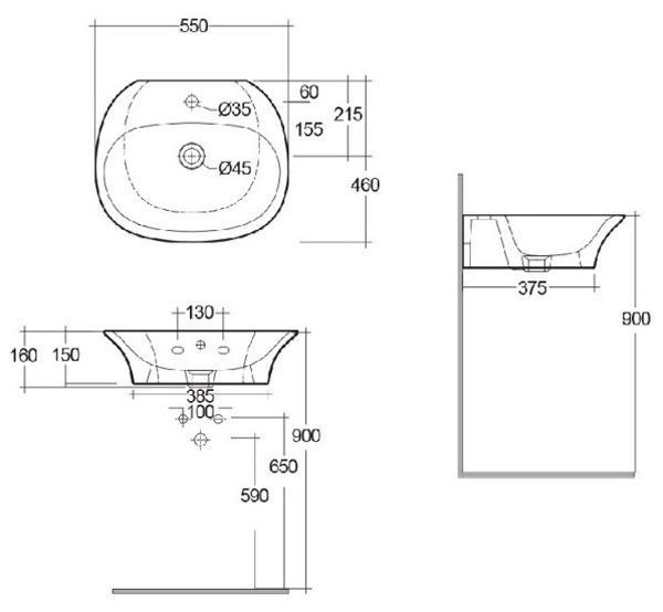 Умывальник RAK Ceramics Sensation 55x46 см SENWB5501AWHA 311507 фото