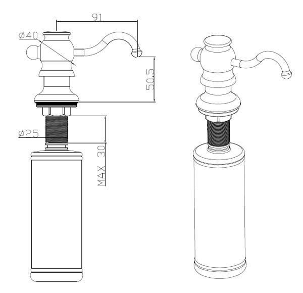 Дозатор для рідкого мила Fabiano FAS-D 30 Inox-Antique (8241.402.0147) зістарене срібло 149590 фото