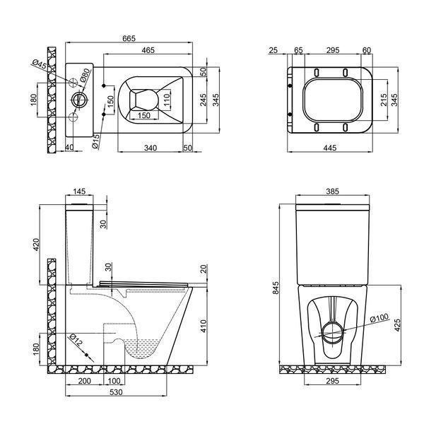 Унитаз-компакт Qtap Tern Rimless (QT17222093ARW) с сиденьем Soft-close 389099 фото