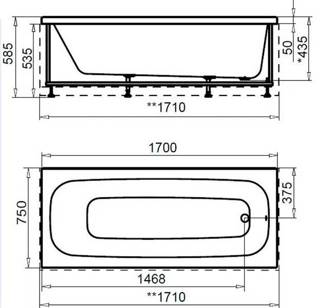 Ванна акриловая Am.Pm Sense 170x75 (W75A-170-075W-AU) 680138 фото