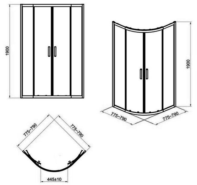 Душевая кабина Cersanit Zip 80x80 (S163-007) профиль черный/стекло прозрачное 955600 фото