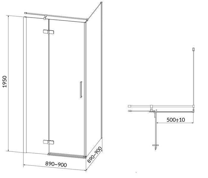 Душова кабіна Cersanit Jota 90x90 (S160-001) хромований профіль/скло прозоре (ліва) 415654 фото