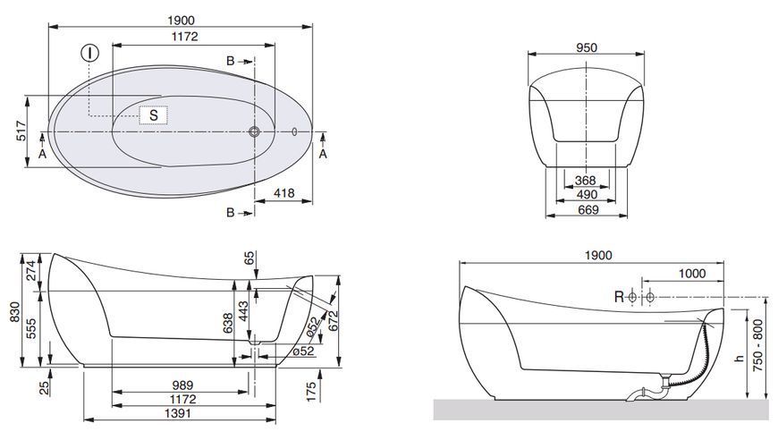 Ванна квариловая Villeroy&Boch Aveo 190x95 (UBQ194AVE9PDV-96) ярко-белый 153035 фото