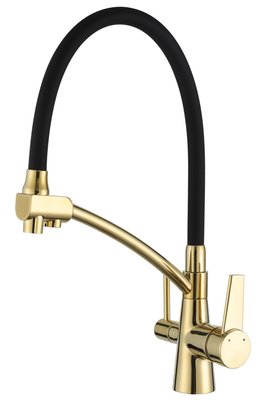 Змішувач для кухні Gappo G4398-13 з душем та підключенням питної води (золото/чорний) 927245 фото