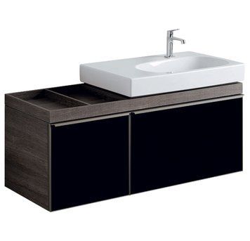 Тумба с умывальником Geberit Citterio 120 см (500.563.JJ.1/500.546.01.1) серо-коричневый дуб/чёрное стекло 523490 фото