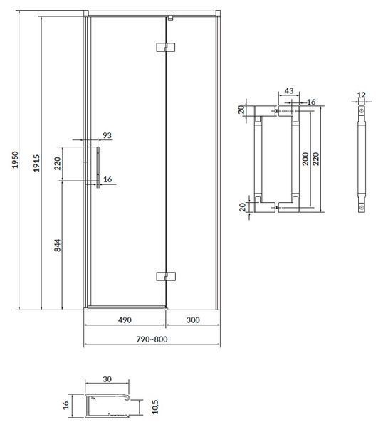 Душевая кабина Cersanit Larga 80x80 (S932-115+S932-131) профиль хром/стекло прозрачное (правая) 957841 фото