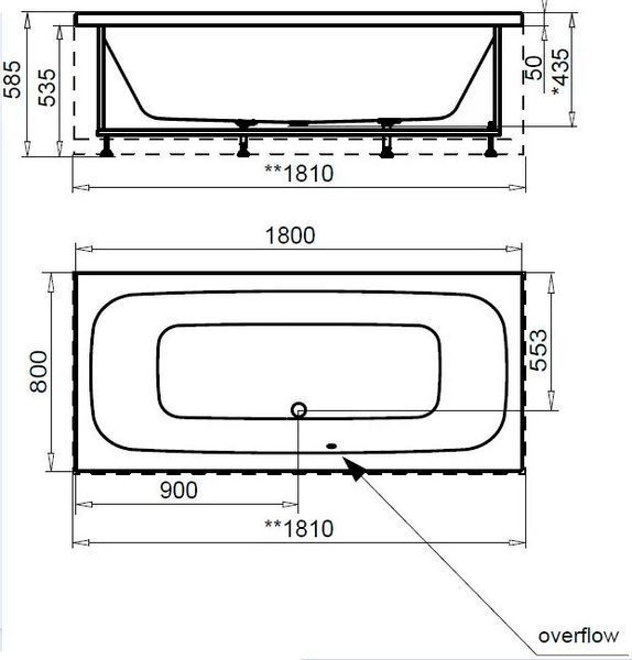 Ванна акриловая Am.Pm Sense 180x80 (W75A-180-080W-AU) 680139 фото
