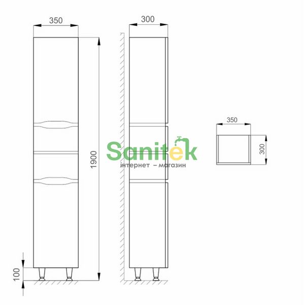 Пенал для ванної кімнати Sanwerk Alessa MV0000351 (білий) лівий 153540 фото