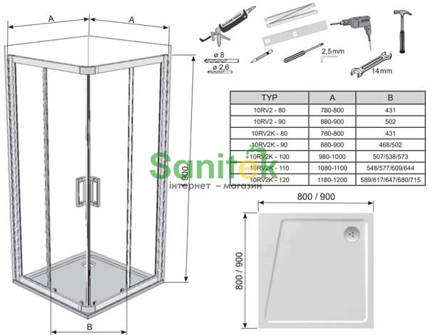 Душові двері Ravak 10° 10RV2K-90 (1ZJ70U00Z1) сатиновий профіль/прозоре скло 163889 фото