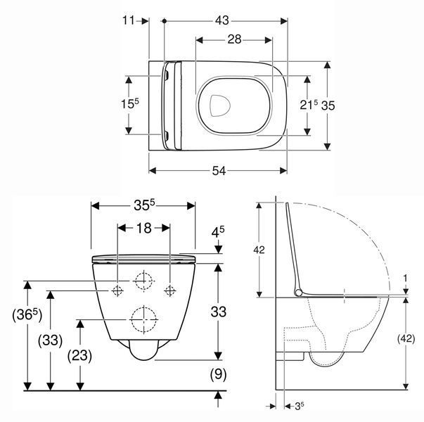 Унитаз подвесной Geberit Smyle Square Rimfree 500.685.01.1 с сиденьем Duroplast Soft Close 545509 фото