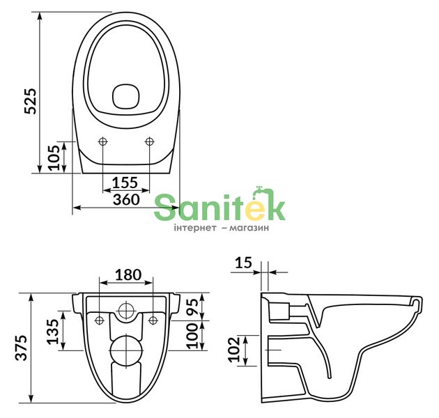 Унітаз підвісний Cersanit Cersania Simple On (469) S701-554 з сидінням Soft Closing (дюропласт) 691630 фото