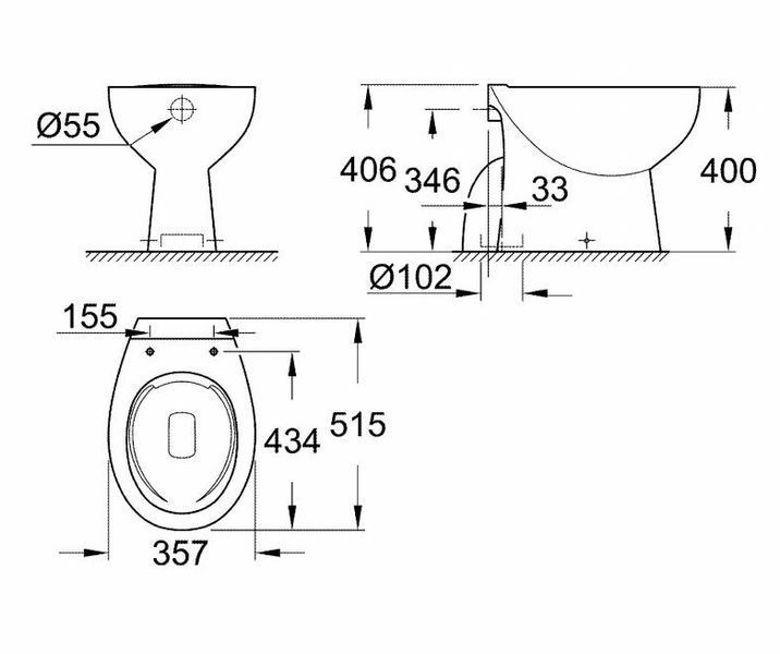 Унітаз підлоговий Grohe Bau Ceramic Rimless 39431000 вертикальний 277205 фото