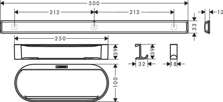 Набір аксесуарів для ванної кімнати Hansgrohe WallStoris 27967670 (чорний матовий) 428316 фото