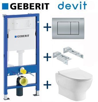 Комплект інсталяції Geberit Duofix 458.103.00.1+115.137.46.1 з унітазом Devit Fresh 3120121 з сидінням Slim soft close quickfix 724390 фото