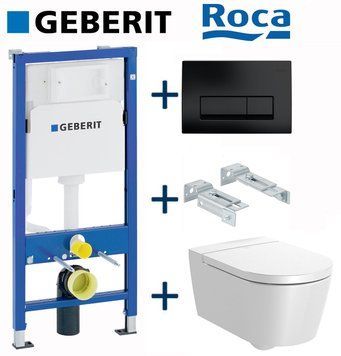 Комплект інсталяції Geberit Duofix 458.103.00.1+115.119.DW.1 з унітазом Roca Inspira Round Rimless A346527000 з сидінням Soft Closing 773353 фото