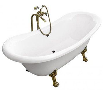 Ванна акриловая Besco Amelia 190x77 (WKA-190WO+M) отдельностоящая с бронзовыми ножками 371241 фото