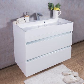Тумба с умывальником Fancy Marble (Буль-Буль) Borneo 900 Ashley (белая) 149649 фото