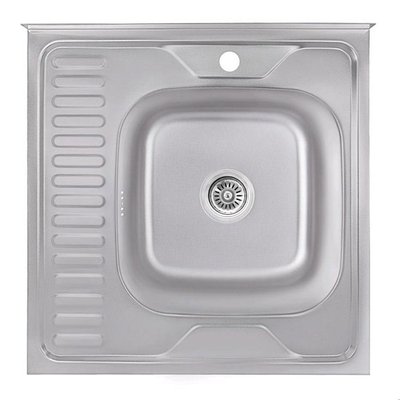 Кухонна мийка Lidz 6060-R Decor 0,6 мм (LIDZ6060RDEC06) накладна права 388877 фото