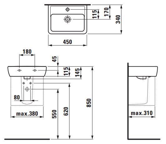 Умивальник Laufen Pro 45x34 см (H8119510001091) 160938 фото