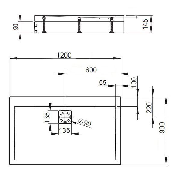 Душевой поддон Radaway Argos D 120x90 (4ADN912-02) на ножках 208845 фото