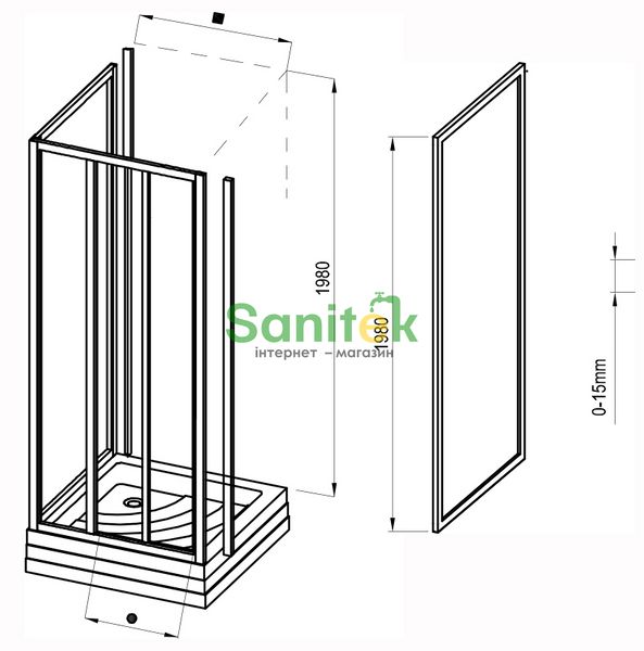 Душова кабіна Ravak Supernova ASDP3+APSS 90x75 (00V701R2Z1+940301R2Z1) білий профіль/скло Transparent 280348 фото