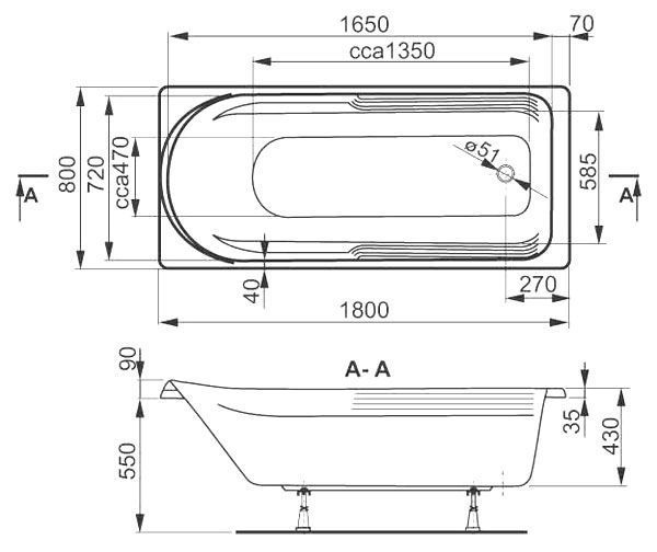 Ванна акрилова Vagnerplast Hera 180x80 (VPBA180HER2X-01) 96914 фото