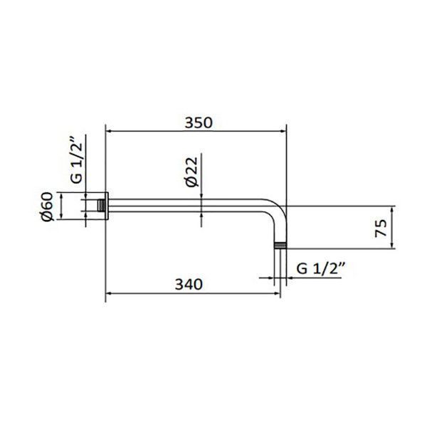 Держатель верхнего душа GRB Hydro 05025011 (330 мм) белый матовый 491142 фото