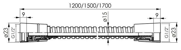 Душовий шланг Imprese SS f03600101SF (170 см) anti-twist хром 970780 фото