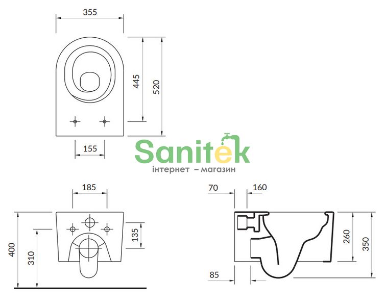 Унітаз підвісний Cersanit Inverto Stream On Сет B252 з сидінням Slim Soft Closing (S701-432) 499976 фото