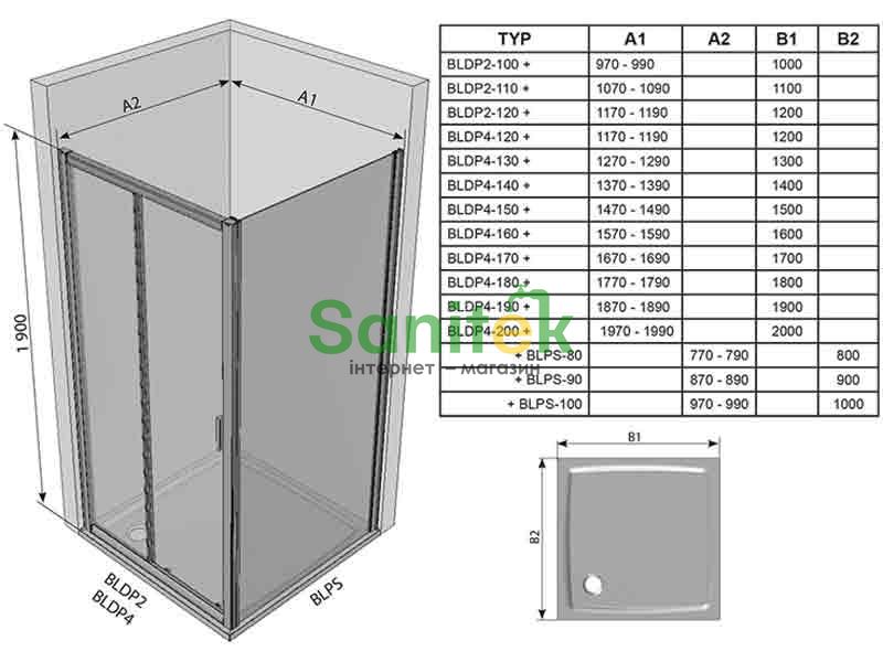 Душевая кабина Ravak Blix BLDP2+BLPS 110x90 (0PVD0C00Z1+9BH70C00Z1) полированный профиль/стекло Transparent 279937 фото