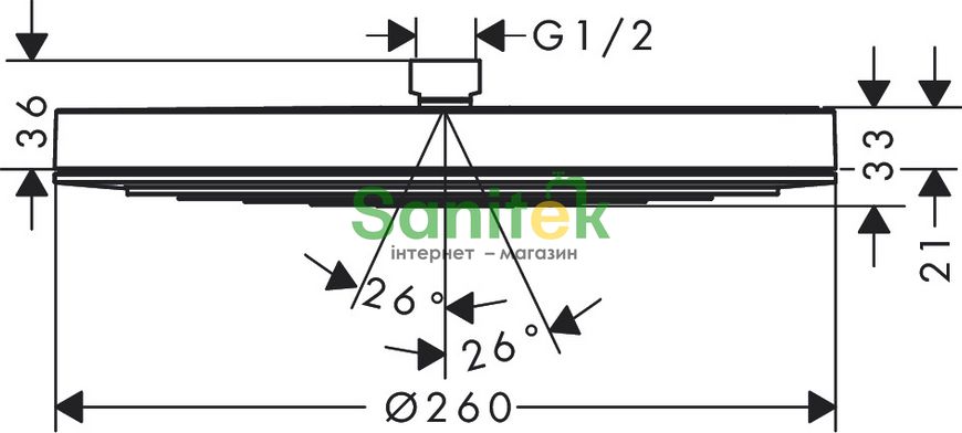 Верхний душ Hansgrohe Pulsify S 260 1jet 24140000 (хром) 428005 фото