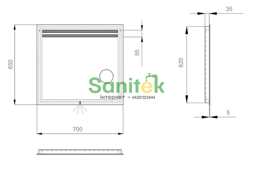 Зеркало для ванной комнаты Sanwerk Lava Della 70x65см (ZL0000126) с увеличительным стеклом 159739 фото