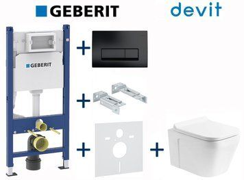 Комплект інсталяції Geberit Duofix 458.126.00.1+Delta 50 з унітазом Devit Up 3020120 Clean Pro з сидінням soft-close quick-fix 743153 фото