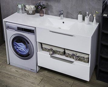 Тумба з умивальником Fancy Marble (Буль-Буль) Vivara 1500 Lauretta (біла) правий 149663 фото