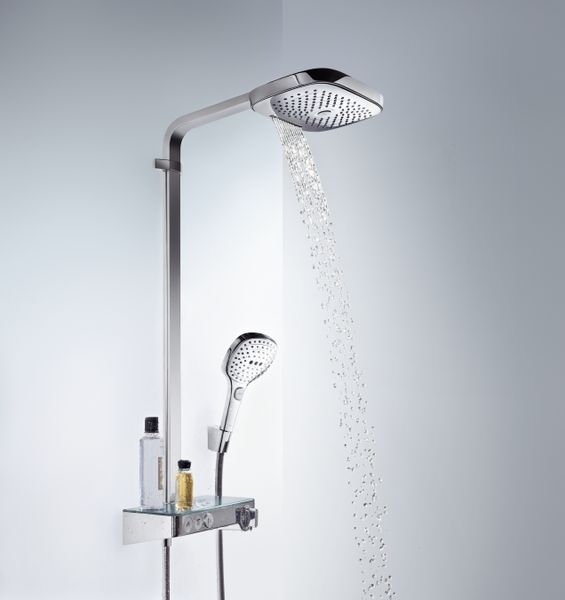 Душевая система Hansgrohe Raindance Select E 300 3jet Showerpipe 27127000 с термостатом (хром) 118156 фото