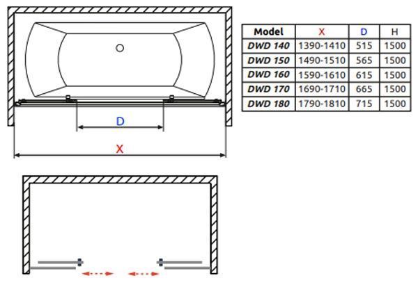 Шторка для ванны Radaway Vesta DWD 180 (203180-01) профиль хром/стекло прозрачное 209610 фото