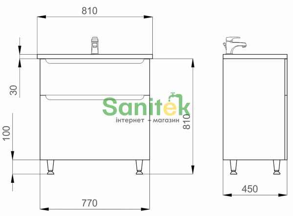 Тумба з умивальником Sanwerk Era 80 (MV0000649) біла 137973 фото