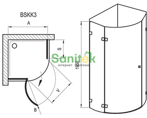 Душова кабіна Ravak Brilliant BSKK3-100x100 L+B SET хромоване кріплення/скло Transparent (ліва) 152009 фото